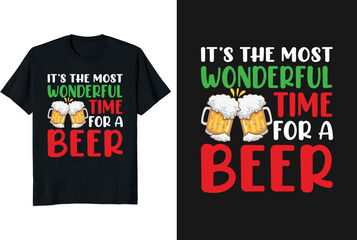 It's the most wonderful time for a beer. Christmas t-shirt design for a vector file. ugly t-shirt design, Christmas t-shirts amazon, Christmas t-shirts ladies 