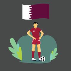 Qatar football player player flat concept character design