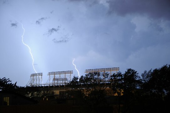 Lightning strike at Wrigley Field