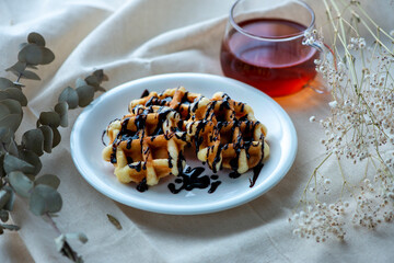 ワッフルと紅茶
