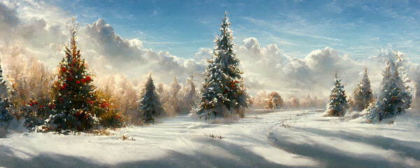 Winter Tree Forest Christmas Snow Landscape 