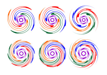 Fototapeta na wymiar Set of spiral circle abstract elements