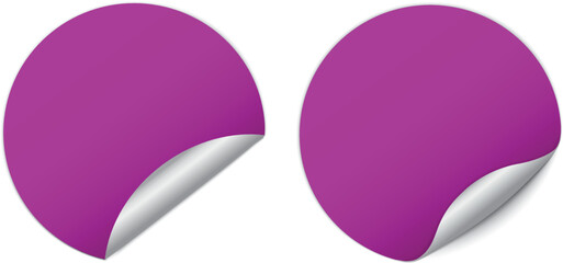 set of purple round sticker banners - vector design element

