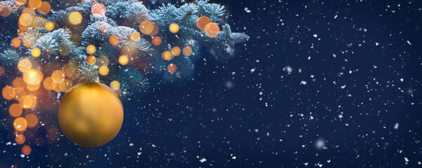 Decorated Christmas tree background with Christmas lights