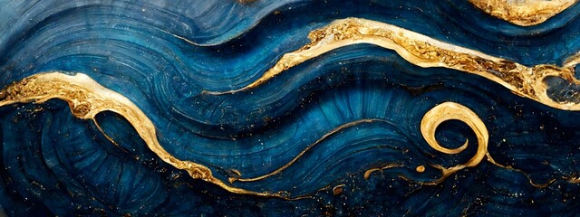 Beautiful sparkling blue gold marble background for wallpapers - obrazy, fototapety, plakaty