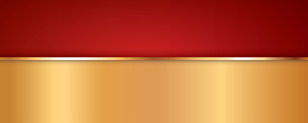 gold colored ribbon banner with gold frame on red background