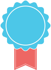 vector illustration of blue colored award with red ribbon banner