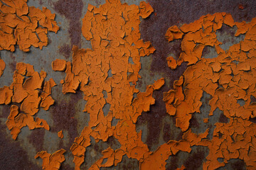 Abstract orange background with cracked texture. Empty back.