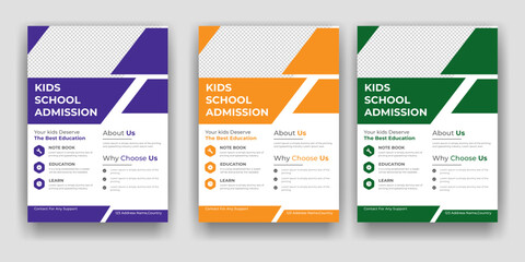 Creative and modern online school education admission flyer poster template