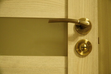 Exterior door handle and Security lock on Metal frame. Door handle with lock in the door