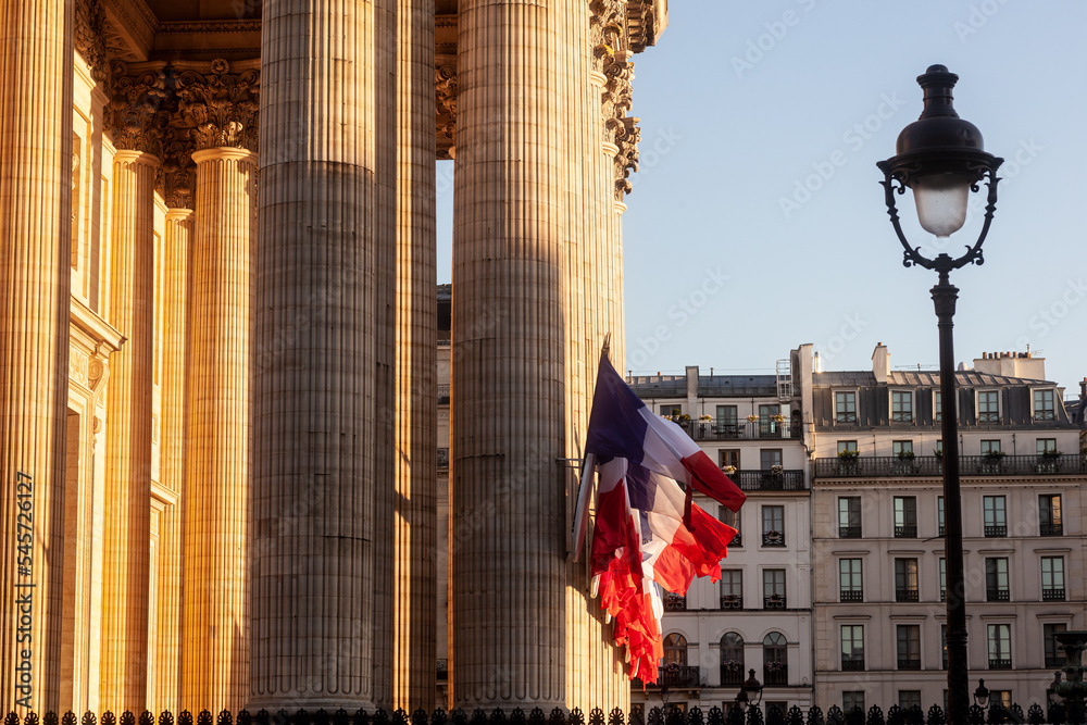 Wall mural Pantheon building in Paris on a sunny day, sunset time. France