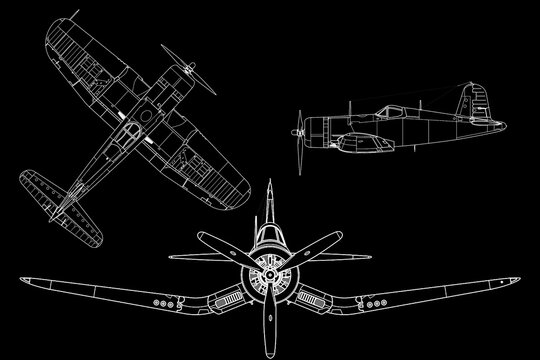 Avi&oacute;n de caza de h&eacute;lice cl&aacute;sico f4u corsair
