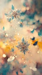 Obraz na płótnie Canvas Abstract winter gentle watercolor background with abstract snowflakes. Background for a festive New Year's winter card.