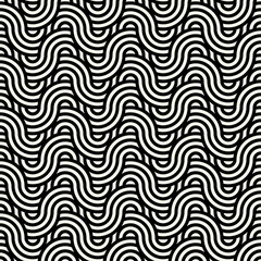 Vector seamless pattern. Geometric monochrome texture. Repeating striped bold ribbons.