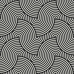 Fototapeta premium Vector seamless pattern. Geometric monochrome texture. Repeating striped bold ribbons.