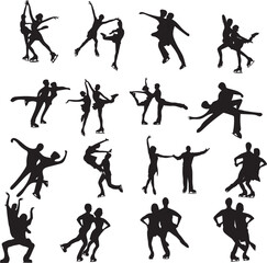 Vector illustration of a set of ice dancers