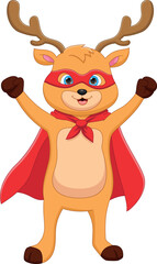 cartoon cute deer in superhero costume