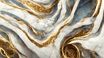 Golden and white marble background - obrazy, fototapety, plakaty
