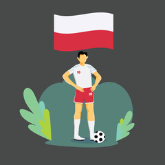 Poland football player flat concept character design