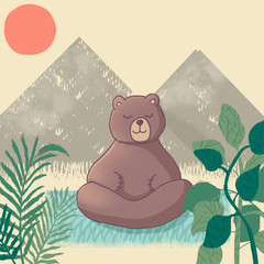 baby bear doing yoga