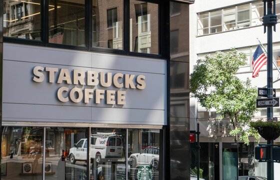 A beautiful shot of Starbucks Coffee store in New York