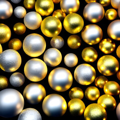Silver and Golden 3D Balls Abstract Background