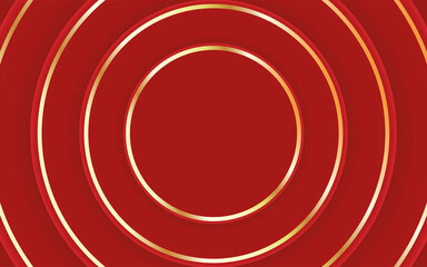 Vector abstract red background with golden glowing circles