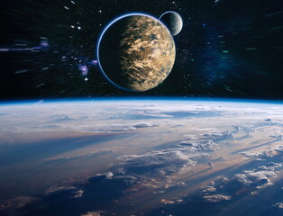 Cosmic landscape, beautiful science fiction wallpaper with endless deep space. Elements of this image furnished by NASA © Maximusdn