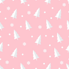 Christmas tree pattern on pink background.