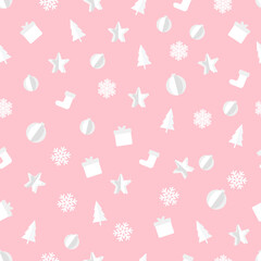 Christmas vector seamless pattern with gift and snowflake, present