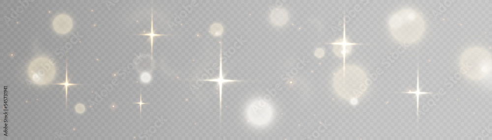 Poster Light effect with lots of shiny shimmering particles isolated on transparent background. Vector star cloud with dust.	
