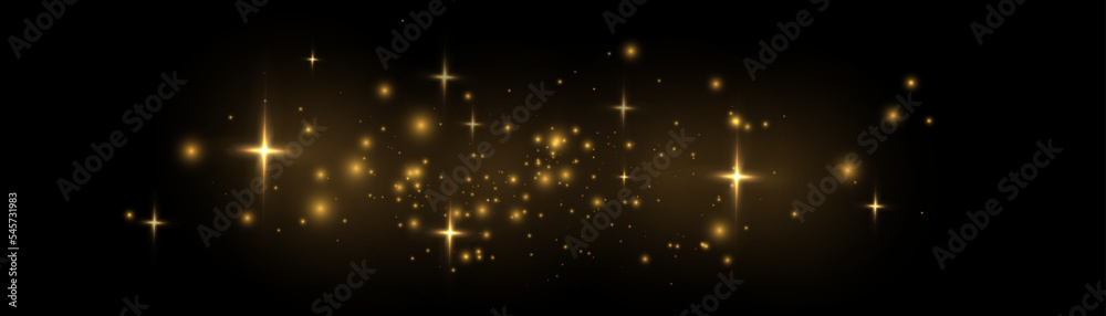 Aufkleber Glowing golden effect with lots of shiny particles isolated on transparent background. Vector star cloud with dust glare for design and illustrations.	