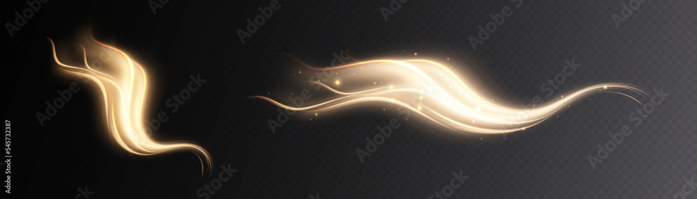 Poster Glowing shiny abstract curved lines. Magical light movement Curve light effect. Futuristic light energy effect.