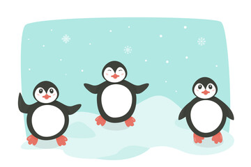 Vector drawing of penguins. Isolated.