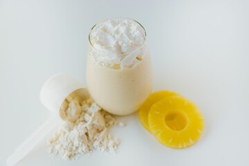 Closeup shot of the Pineapple Protein Shake
