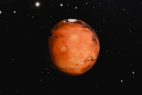 3D Illustration. Red planet Mars in space.
