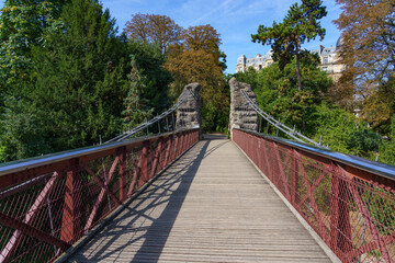 The bridge in Buttes Chaumont Park, Paris, France.