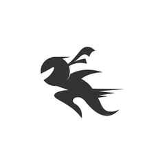 Digital illustration of a black ninja company logo design on a white background