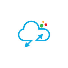 Digital illustration of a blue cloud technology company logo design on a white background