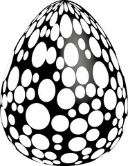 Monochrome Easter egg with dotted pattern. Realistic celebration symbol.