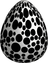 Monochrome Easter egg with dotted pattern. Realistic celebration symbol.