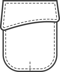 Pocket patch. Element for uniform or casual style clothes, dresses and shirts. Outline illustration
