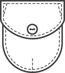 Pocket patch. Element for uniform or casual style clothes, dresses and shirts. Outline illustration