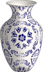 Navy blue China porcelain vase spiral cross flower vine