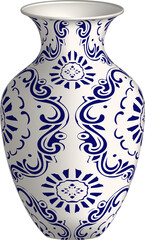 Navy blue China porcelain vase botanic spiral curve cross flower