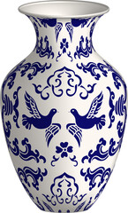 Navy blue China porcelain vase spiral round frame pigeon flower