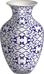 Navy blue China porcelain vase check cross spiral chain