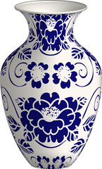 Navy blue China porcelain vase garden curve spiral vine flower