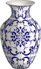 Navy blue China porcelain vase curve spiral cross flower