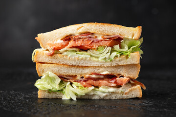 Fresh BLT Sandwich with Bacon Lettuce and Tomato